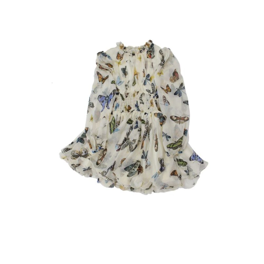 Dolce and Gabbana Girls Silk Butterfly Print Long Sleeve Dress Multicolor Size 6